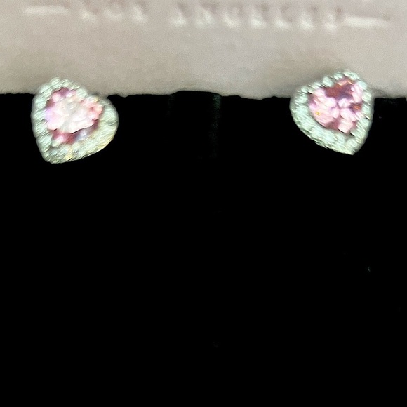 White Gold 925 Sterling Silver Micro Pave Women HEART Earrings Studs | 925 Sterling Silver